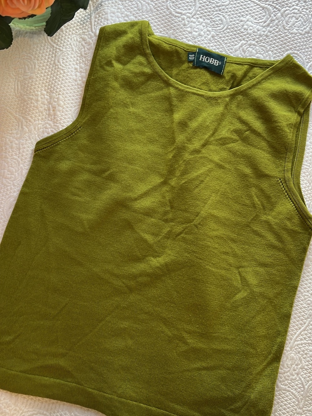 Hobbs Olive Sleeveless Knit Tank Wool Top